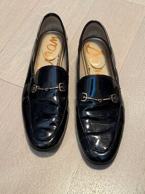 Sam Edelman Lorraine Bit Loafer in Black Patent with Gold Bit